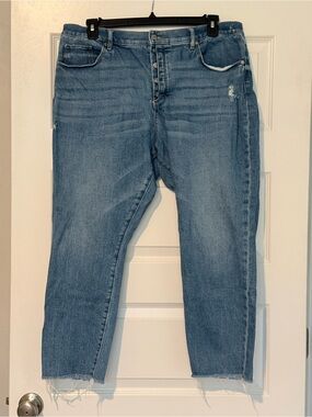 LOFT Light Blue Cropped Button-Fly Jeans